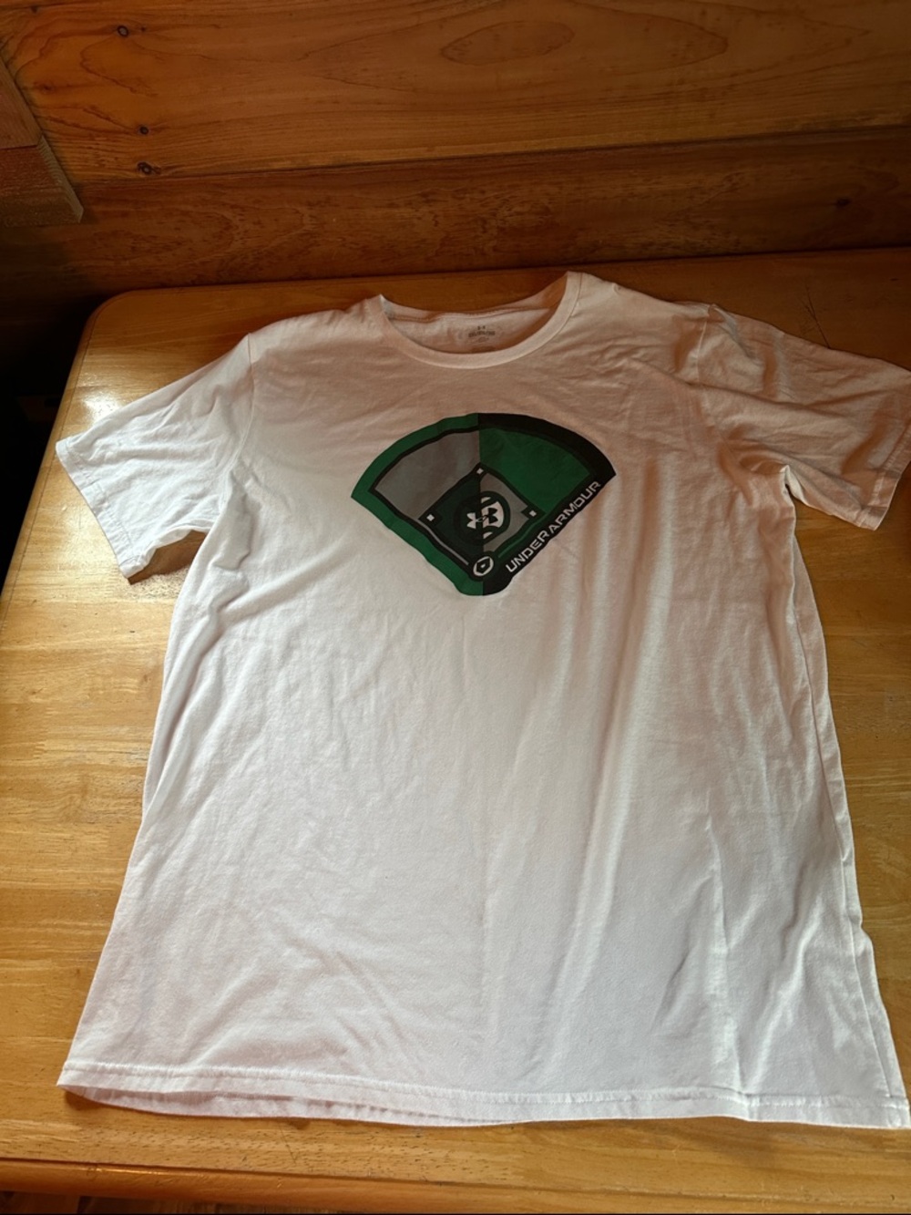 Under Armour White Short Sleeve Tee with Green and Black Graphic